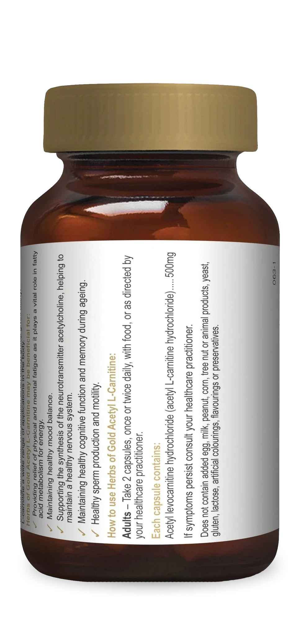 Herbs of Gold Acetyl L-Carnitine Vegan Caps - Image 3